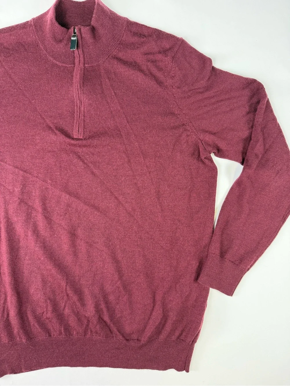 Jos. A. Bank Men's 1/4 Zip Mock Collar Sweater - Minimalist Style - Maroon M